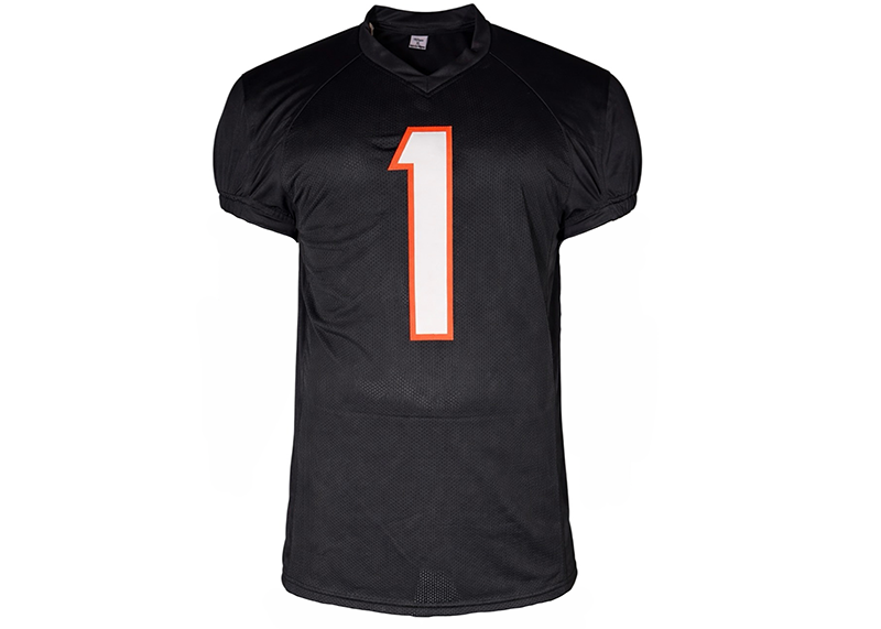 Ja'Marr Chase Signed Cincinnati Black Game Cut Football Jersey Beckett