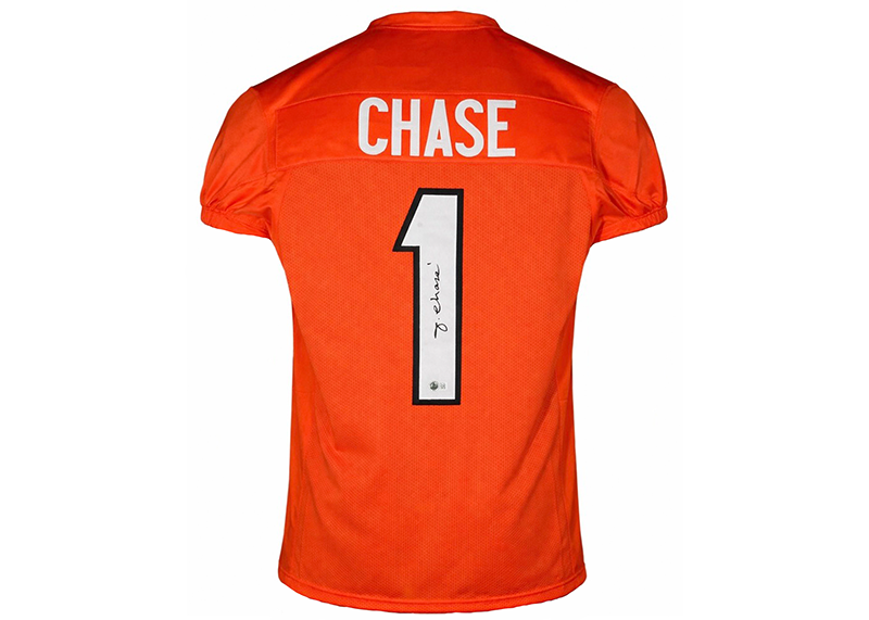 Ja'Marr Chase Signed Cincinnati Orange Game Cut Football Jersey Beckett