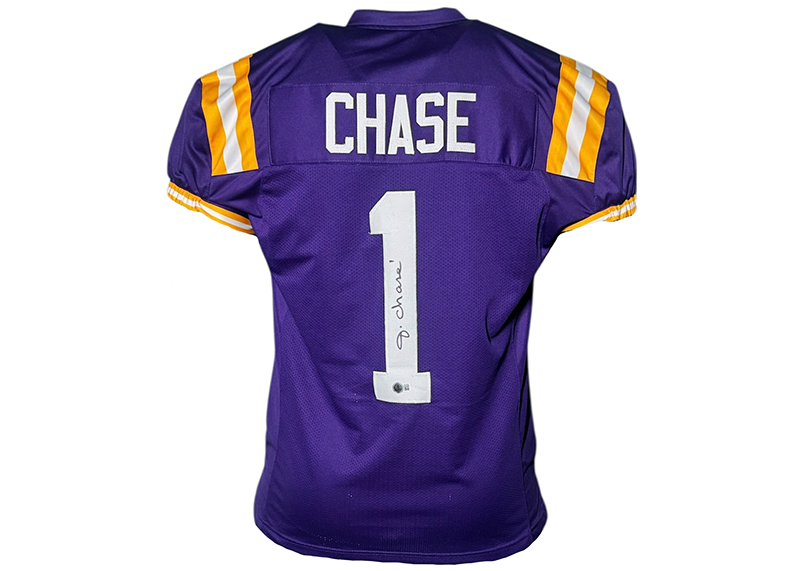 Ja'Marr Chase Signed College Purple Football Jersey Beckett