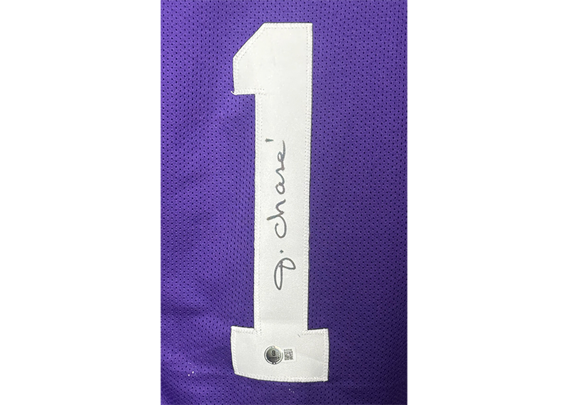 Ja'Marr Chase Signed College Purple Football Jersey Beckett