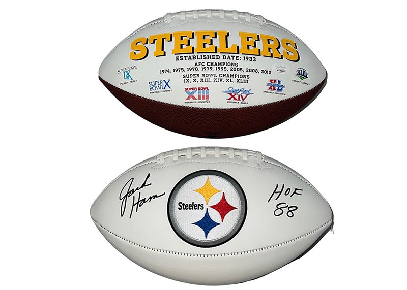 Jack Ham Signed Pittsburgh Steelers Logo Football JSA HOF 88 Insc