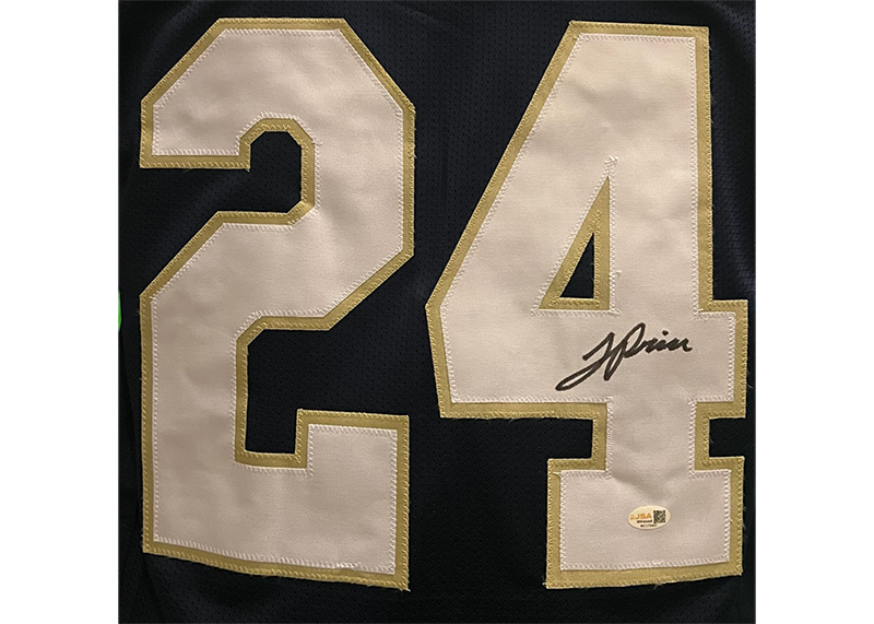 Jadarian Price Signed Blue College Football Game Cut Jersey JSA