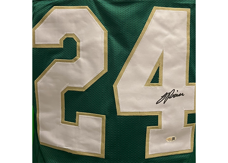 Jadarian Price Signed Green College Football Game Cut Jersey JSA