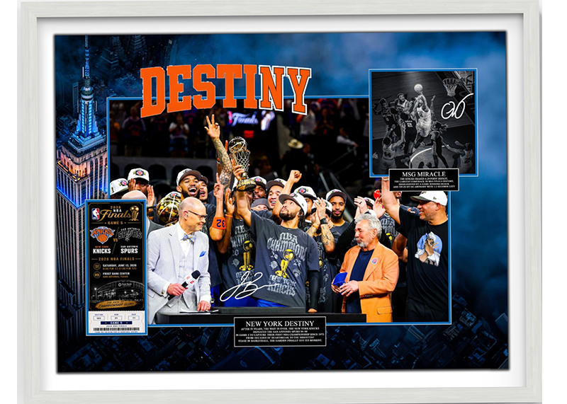Jalen Brunson OG Anunoby 22x22 Framed Knicks Display Replica Finals Ticket