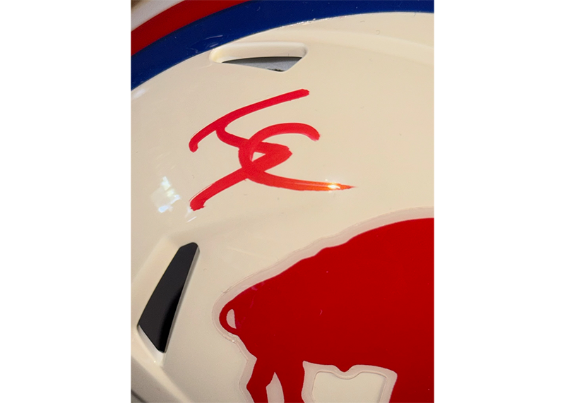 James Cook Signed Buffalo Bills Retro Mini Helmet Beckett