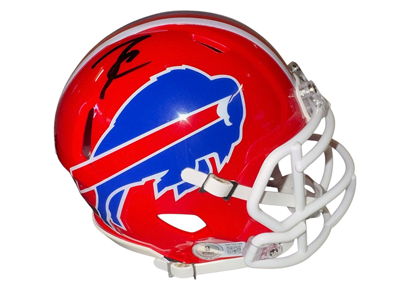 James Cook Signed Buffalo Bills Throwback Speed Mini Helmet Beckett