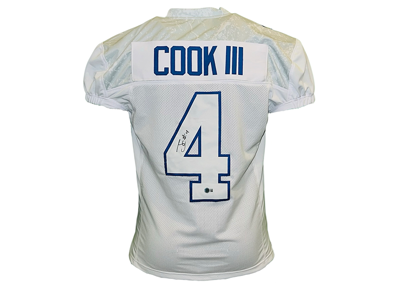 James Cook Signed Buffalo White Rivalries Football Game Cut Jersey (Beckett)