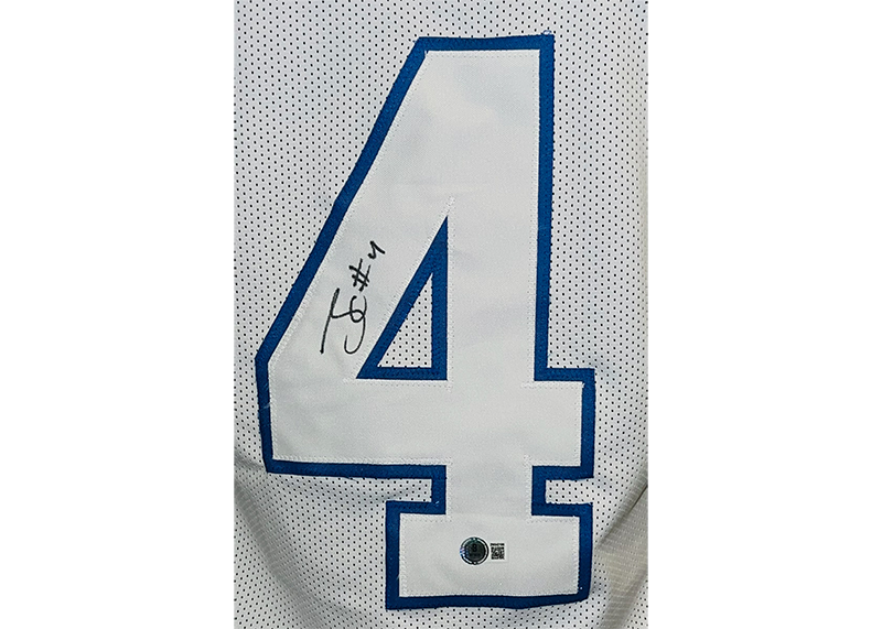 James Cook Signed Buffalo White Rivalries Football Game Cut Jersey (Beckett)