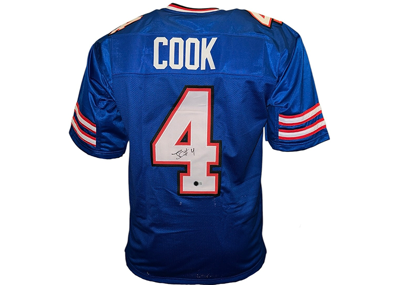 James Cook Signed Custom Blue Football Jersey Beckett