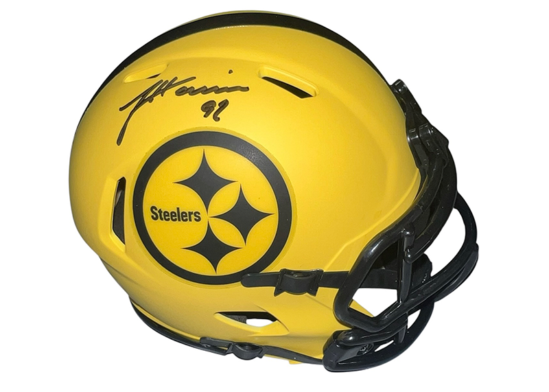 James Harrison Signed Pittsburgh Steelers Gold Rave Speed Mini Helmet Beckett