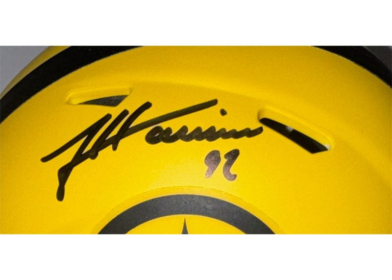 James Harrison Signed Pittsburgh Steelers Rave Mini Helmet JSA