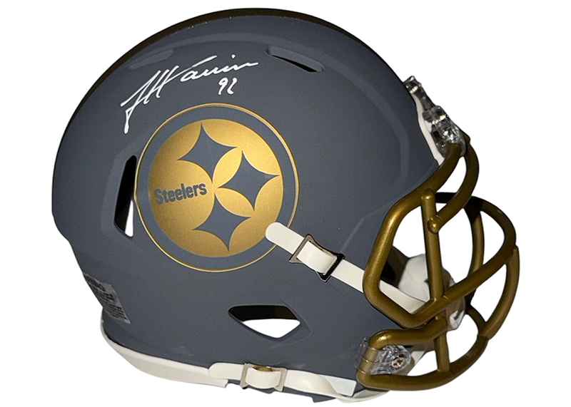 James Harrison Signed Pittsburgh Steelers Slate Mini Helmet JSA
