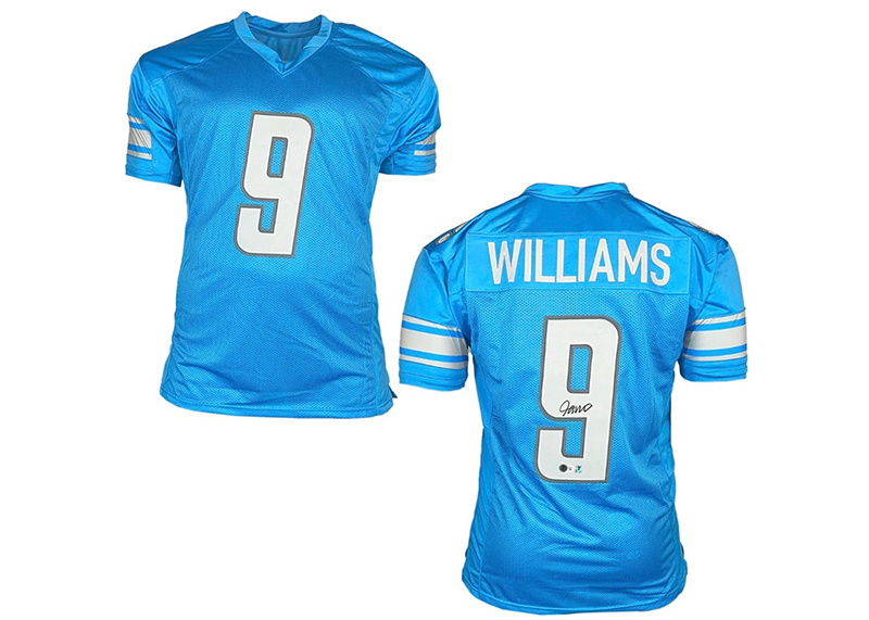 Jameson Williams Signed Custom Blue Football Jersey Beckett