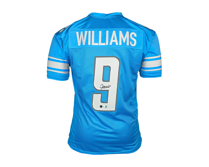 Jameson Williams Signed Custom Blue Football Jersey Beckett