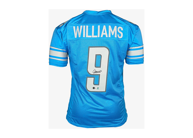 Jameson Williams Signed Custom Blue Football Jersey Beckett