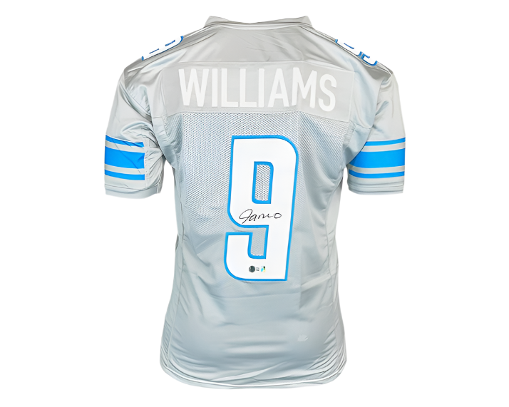 Jameson Williams Signed Custom Grey Football Jersey Beckett