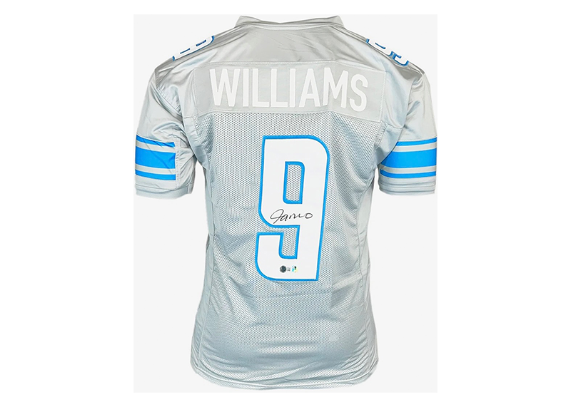 Jameson Williams Signed Custom Grey Football Jersey Beckett