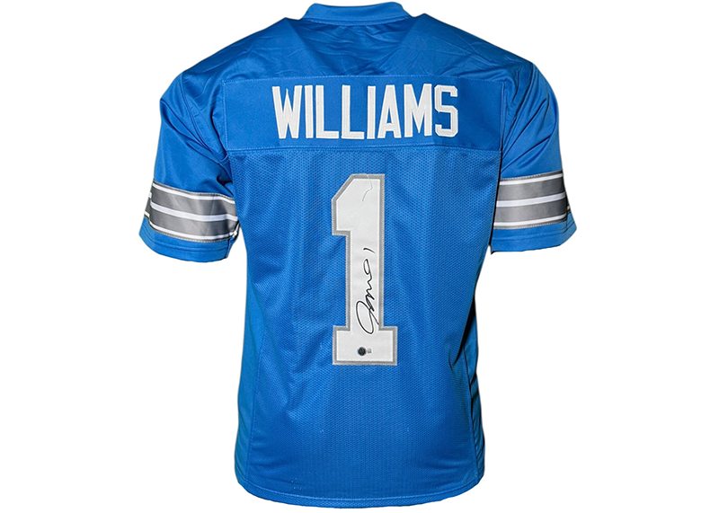 Jameson Williams Signed Detroit Blue Football Jersey Beckett