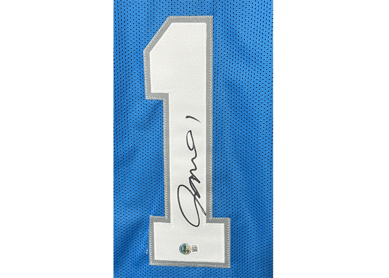 Jameson Williams Signed Detroit Blue Football Jersey Beckett