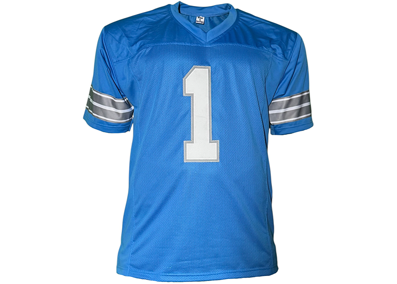 Jameson Williams Signed Detroit Blue Football Jersey Beckett