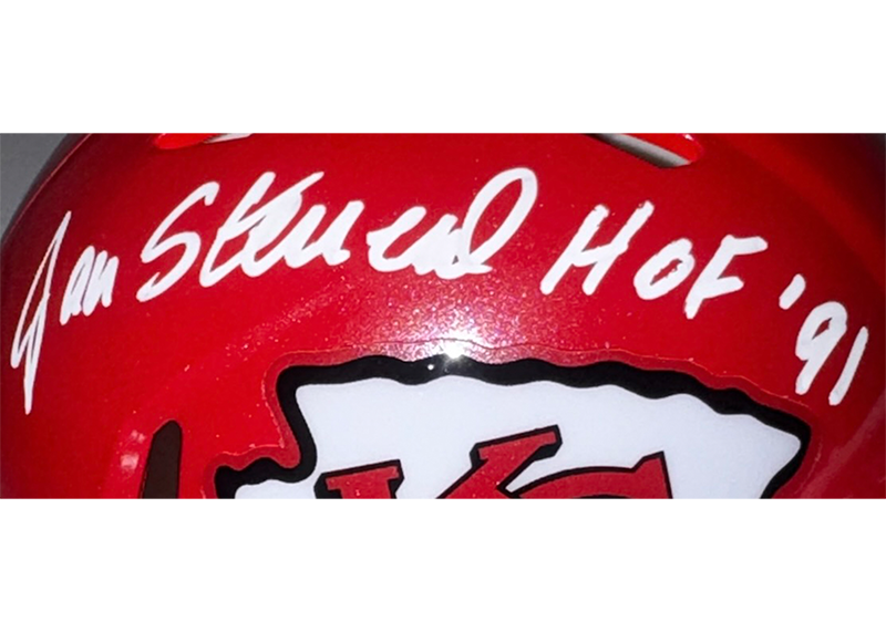 Jan Stenerud Signed Kansas City Chiefs Speed Mini Helmet JSA HOF 91 Inscription