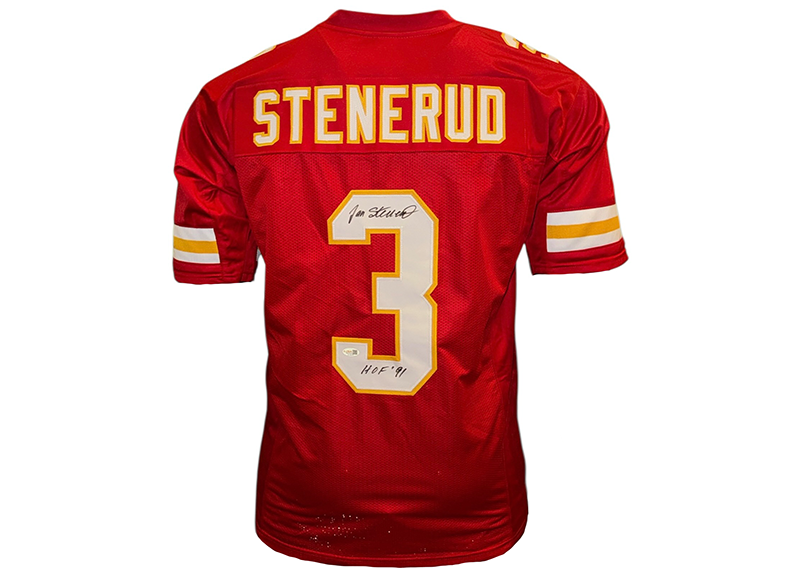 Jan Stenerud Signed Kansas City Red Football Jersey JSA HOF 91 Inscription