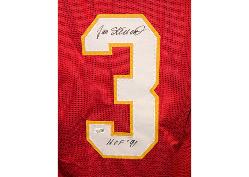 Jan Stenerud Signed Kansas City Red Football Jersey JSA HOF 91 Inscription