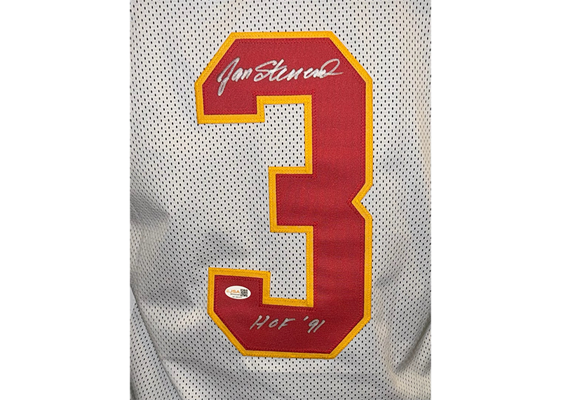 Jan Stenerud Signed Kansas City White Football Jersey JSA HOF 91 Inscription