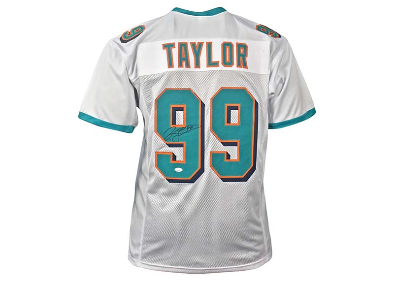 Jason Taylor Signed Miami White Football Jersey (Beckett)