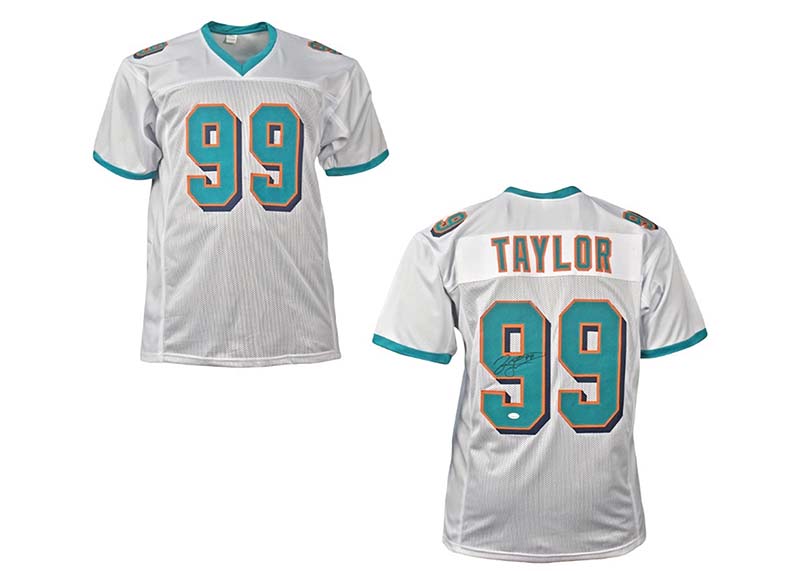 Jason Taylor Signed Custom White Football Jersey (Beckett)