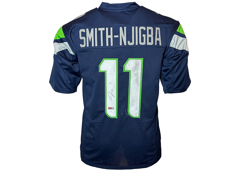 Jaxon Smith-Njigba Signed Seattle Blue Football Jersey JSA