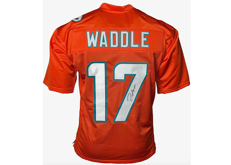 Jaylen Waddle Signed Custom Orange Football Jersey (JSA)