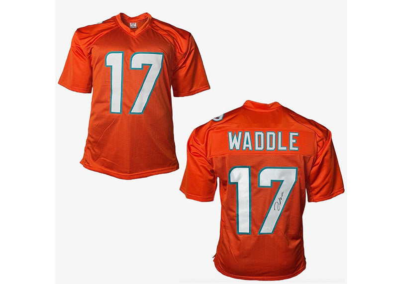 Jaylen Waddle Signed Custom Orange Football Jersey (JSA)