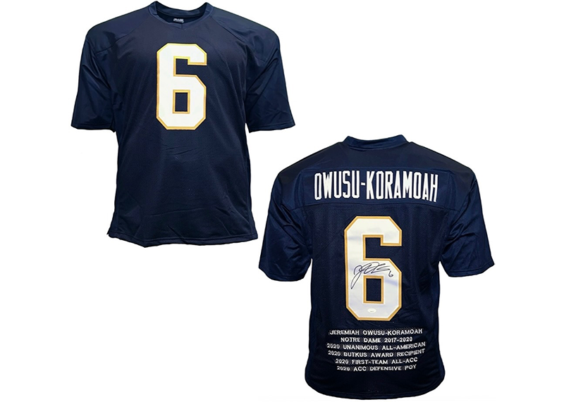 Jeremiah Owusu-Koramoah Signed Custom Blue College Football Jersey JSA