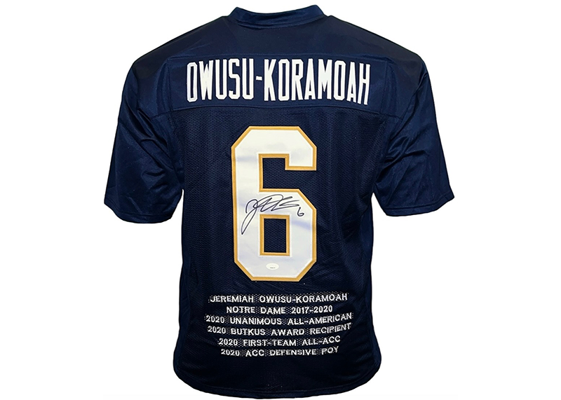 Jeremiah Owusu-Koramoah Signed Custom Blue College Football Jersey JSA