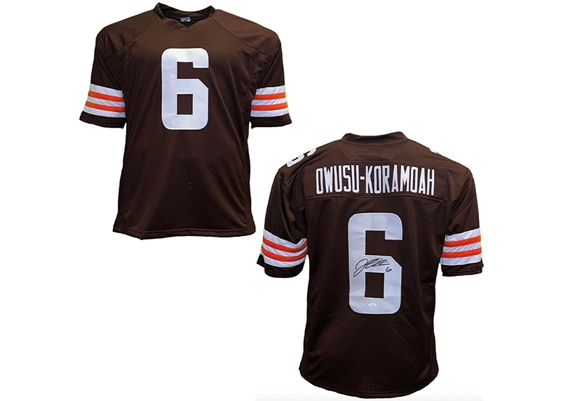 Jeremiah Owusu-Koramoah Signed Custom Brown Football Jersey JSA