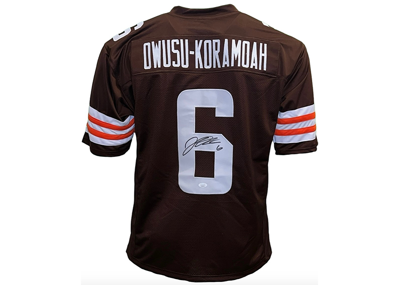 Jeremiah Owusu-Koramoah Signed Custom Brown Football Jersey JSA