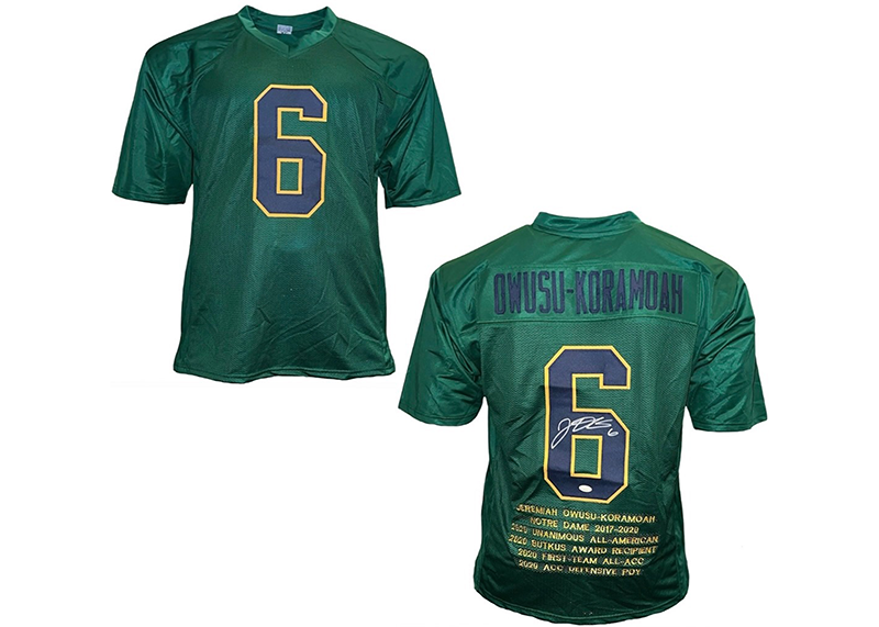 Jeremiah Owusu-Koramoah Signed Green College Football Jersey JSA