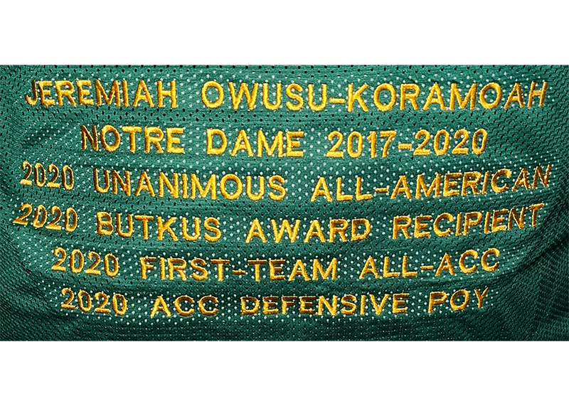 Jeremiah Owusu-Koramoah Signed Custom Green College Football Jersey JSA