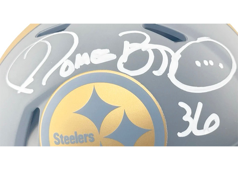 Jerome Bettis Signed Pittsburgh Steelers Slate Mini Football Helmet Beckett