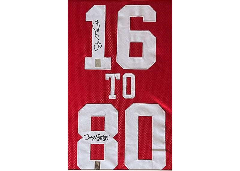 Jerry Rice & Joe Montana Signed San Francisco 34x42 Framed Jersey
