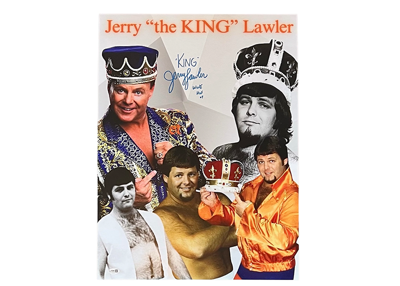 Jerry “The King” Lawler Signed 18x24 Photo Board – WWE HOF 2007 – JSA COA