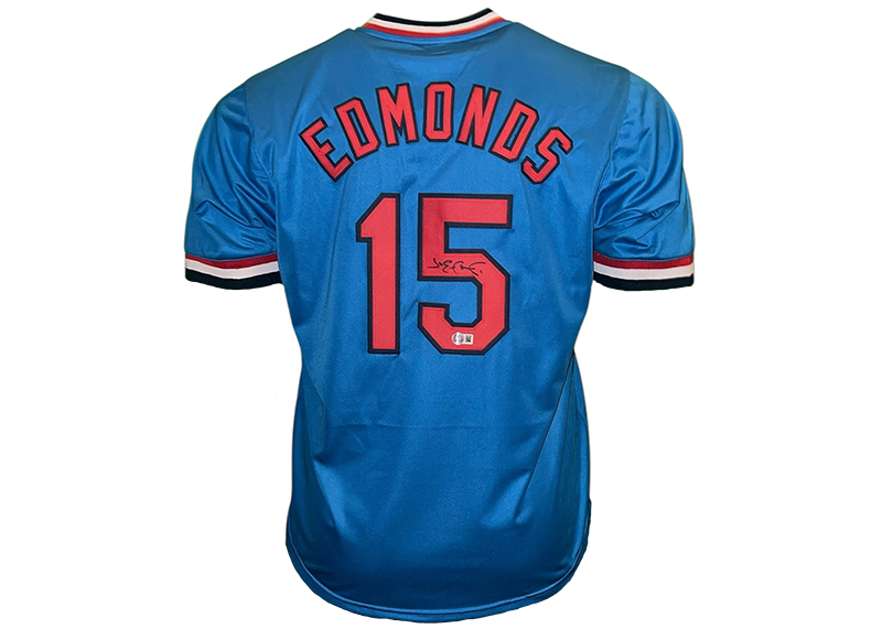 Jim Edmonds Signed St. Louis Blue Baseball Jersey Beckett