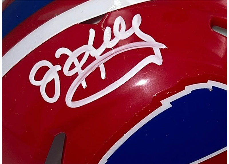 Jim Kelly Signed Buffalo Bills 87-01 Throwback Speed Mini Helmet Beckett