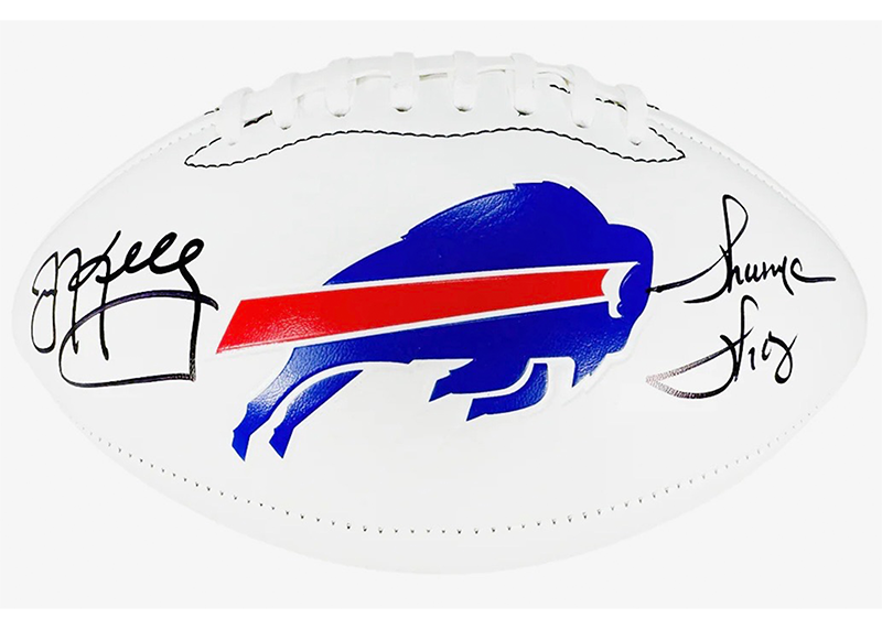 Jim Kelly & Thurman Thomas Signed Buffalo Bills NFL Team Logo Football Beckett
