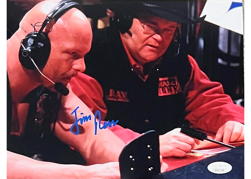 Jim Ross Signed 8x10 WWE Photo With Stone Cold Steve Austin JSA