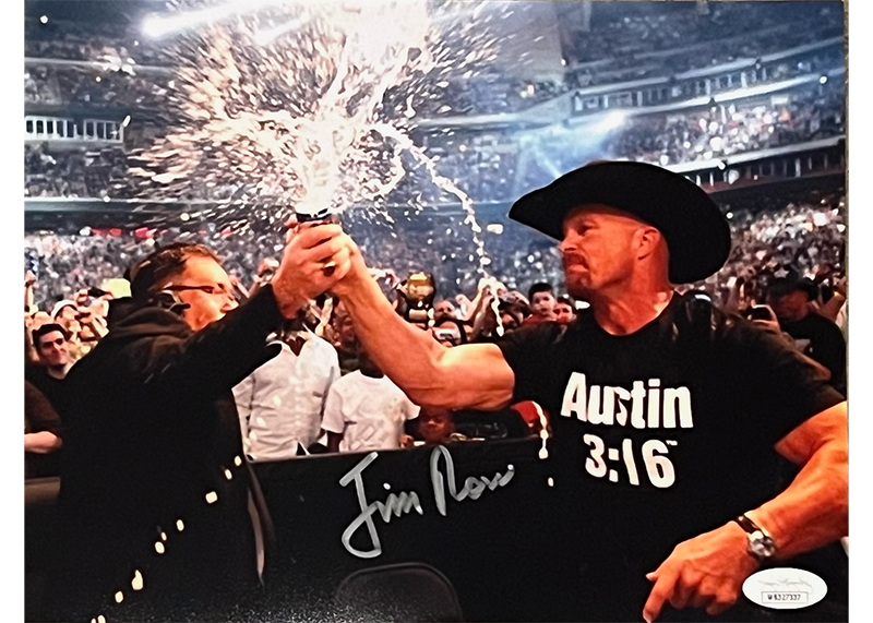 Jim Ross Signed 11x14 WWE Photo With Stone Cold Steve Austin JSA