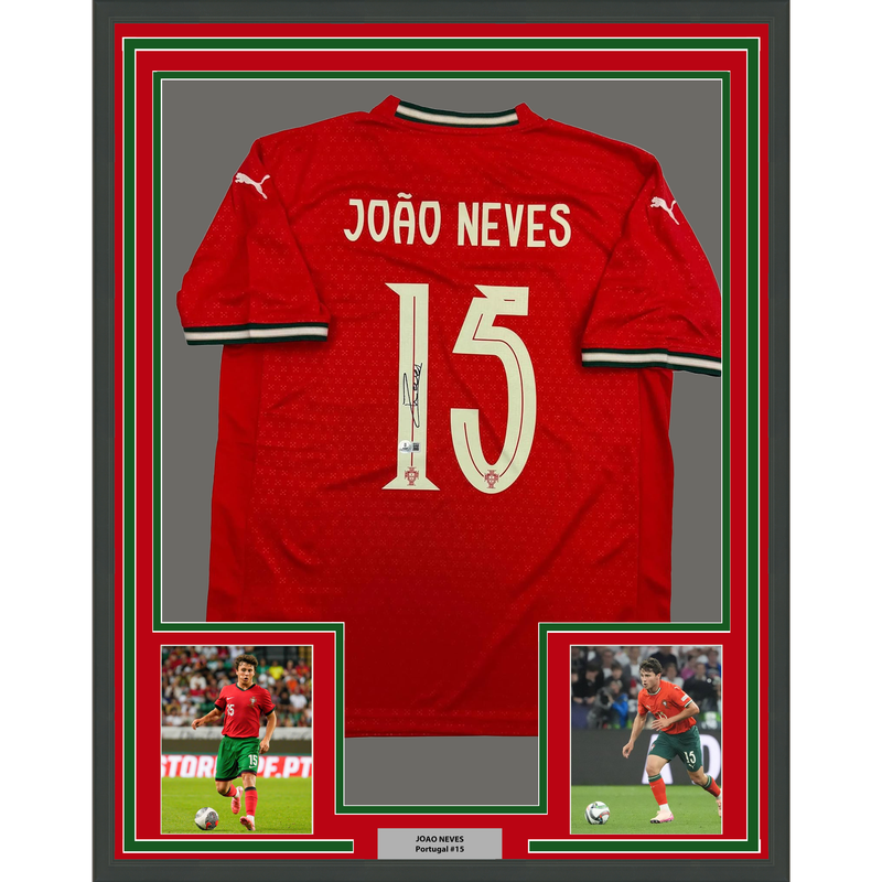 Framed Autographed/Signed Joao Neves 35x39 Portugal Soccer Team World Cup Jersey JSA COA