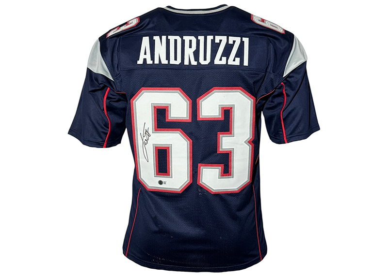 Joe Andruzzi Signed New England Blue Football Jersey Beckett