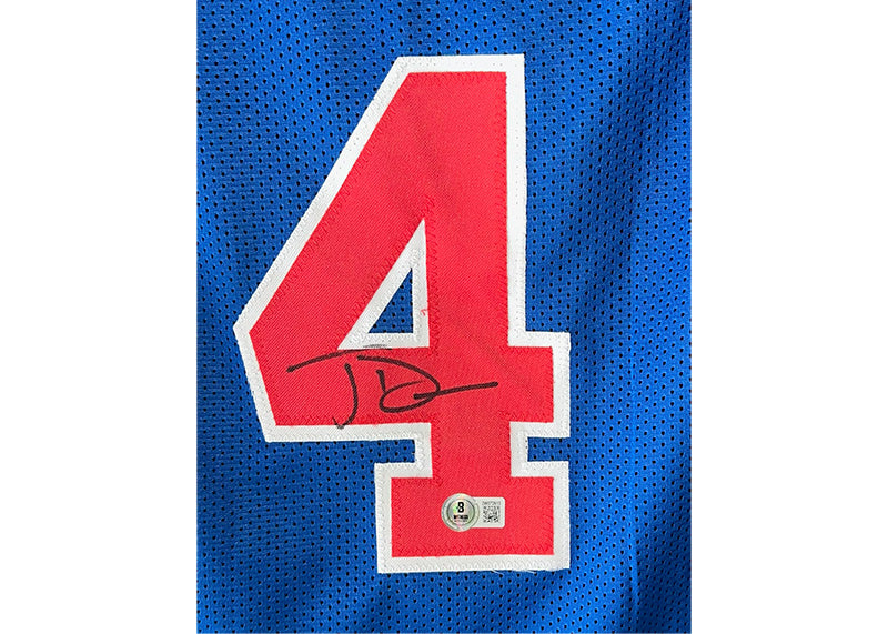 Joe Dumars Signed Detroit Blue Basketball Jersey Beckett